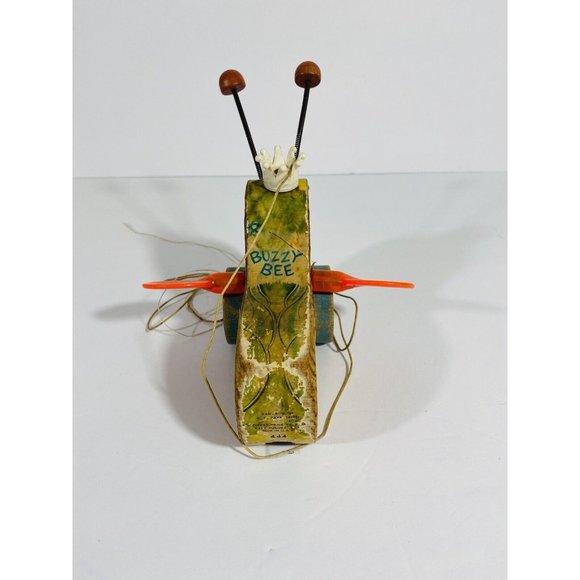 Vintage 1958 Fisher Price Queen Buzzy Bee Wooden Children's Pull Toy Made In USA - Picture 5 of 8